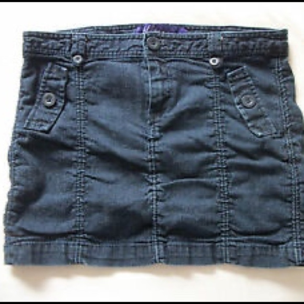 NWOT black ruched denim skirt